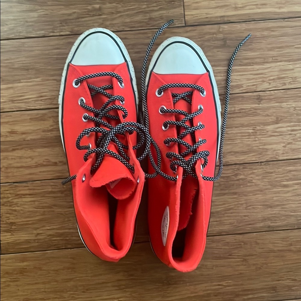 Converse Bright Red High-Tops with Black Accents